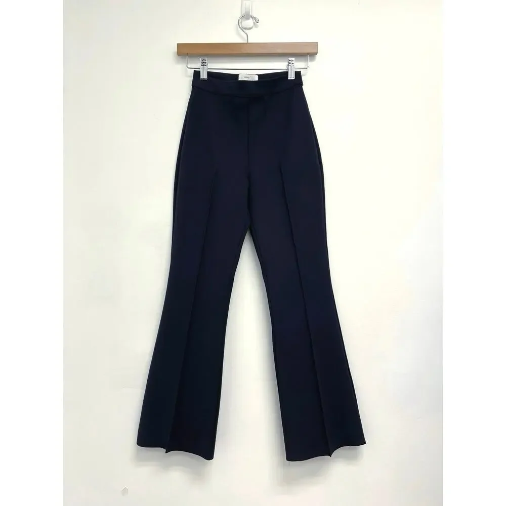 Grey/Ven Porterfield High Rise Pintuck Pull-On Stretch Career Ankle Flare PantXS - Picture 12 of 13